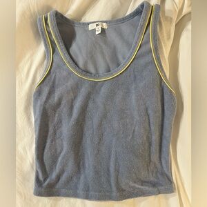 Nordstrom Blue Terry Tank with Yellow Trim